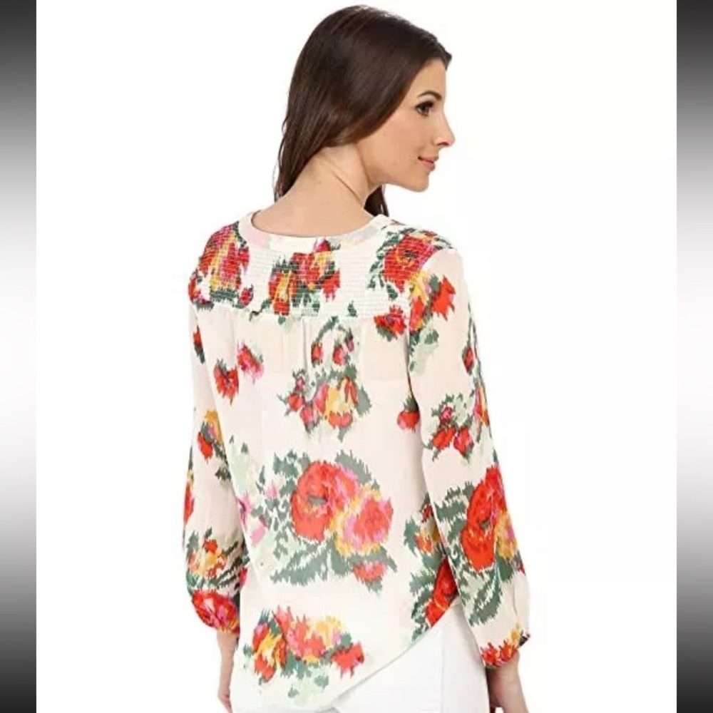 Joie - White & Multicolor Abstract Floral Print Silk “Axcel" Blouse Sz XS - Picture 4 of 14